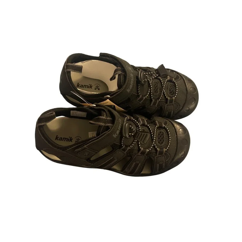 NWT Kamik Kids Crab Water Sandals Size 2‎ Black adjustable 2 way FIT